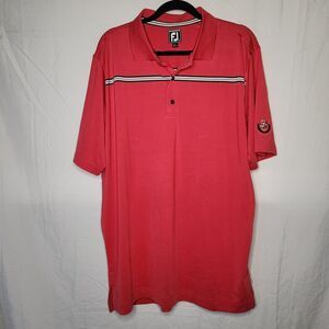 Footjoy Mens XL Athletic Fit Short Sleeve Chest Stripe Polo BC Logo Hot Pink